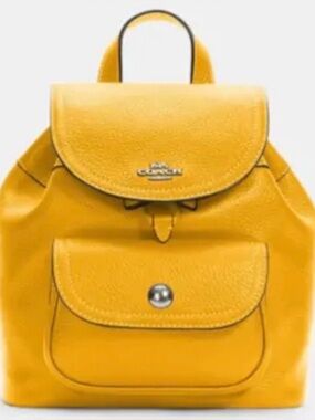 Coach Pebbled Leather Backpack in Yellow